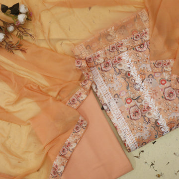Sundari Tangerine Orange All Over Thread Embroidered Work Cotton Suit Set