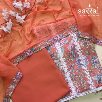 Madhubala Pumpkin Orange Thread Embroidered Work Cotton Suit Set