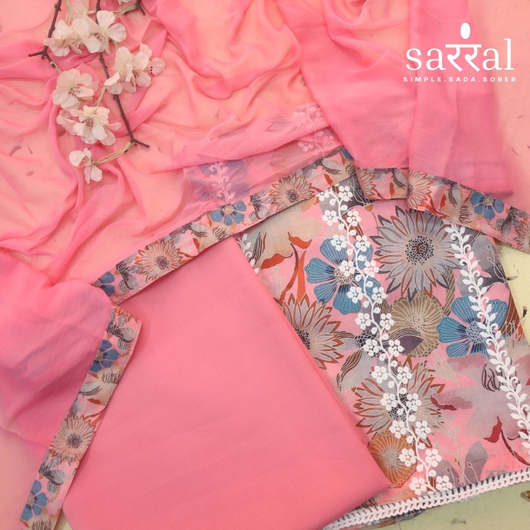 Madhubala Toffee Pink Thread Embroidered Work Cotton Suit Set