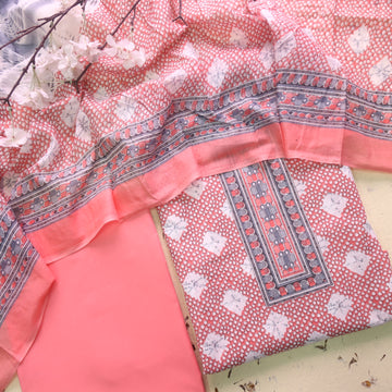 Farhana Pink Mauve All Over Bandhej Digital Printed Cotton Suit Set
