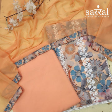 Madhubala Soft Peachy Thread Embroidered Work Cotton Suit Set