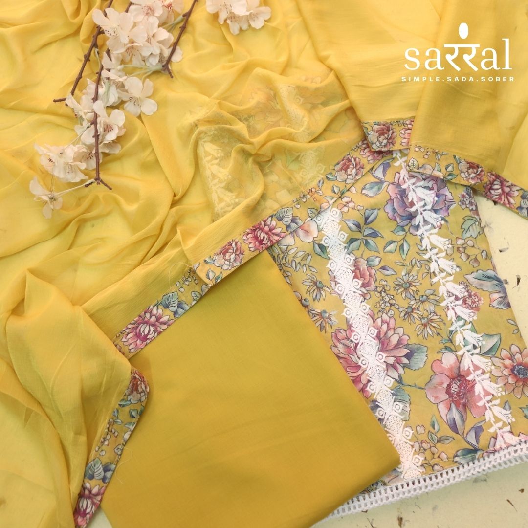 Madhubala Lime Green Thread Embroidered Work Cotton Suit Set