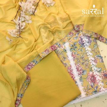 Madhubala Lime Green Thread Embroidered Work Cotton Suit Set