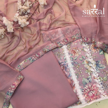 Madhubala Mulberry Mauve Thread Embroidered Work Cotton Suit Set