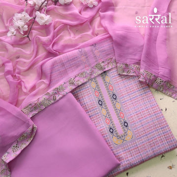 Madhubala Lilly lilac All Over Check Printed Work Cotton Suit Set