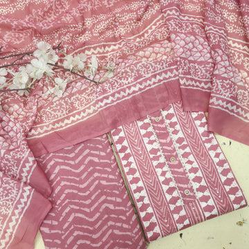 Farheen Mauve Pink All Over Digital Dabu Printed Cotton Suit Set